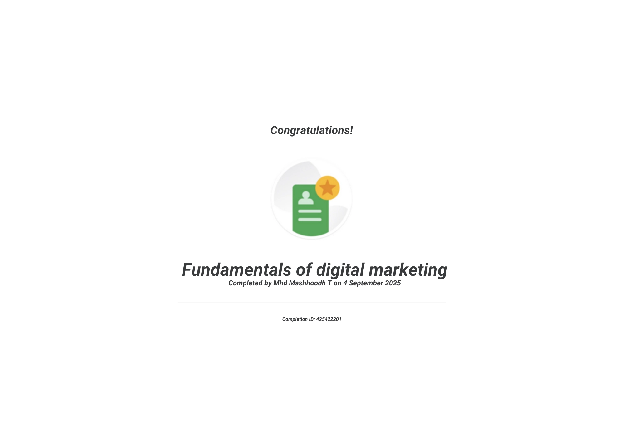 Certified Digital Marketing professional award